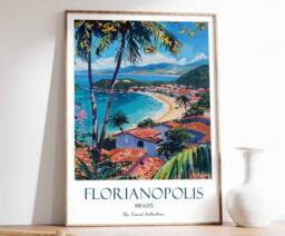 Florianopolis Print, Travel Poster, Brazil Tropical Decor, Botanical Wall Art, Gift - thumbnail 1