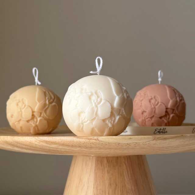 Orchid Soy Candle Ball - Handmade Floral Home Decor - image 1