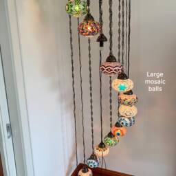 17 Ball Mosaic Chandelier, Mosaic Chandelier, Morocco Lantern, Chandelier Lighting, Turkish Light, Hanging Lamp, Morocco Lighting, Turkey Lamp - thumbnail 2