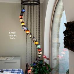 17 Ball Mosaic Chandelier, Mosaic Chandelier, Morocco Lantern, Chandelier Lighting, Turkish Light, Hanging Lamp, Morocco Lighting, Turkey Lamp - thumbnail 3