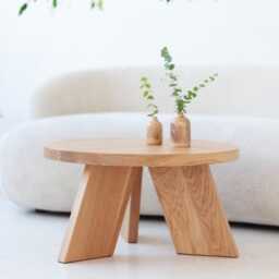 Sk5 Oak Coffee Table Set - Round Solid Wood Nesting Tables Handmade, Space-Saving & Timeless For Modern Living