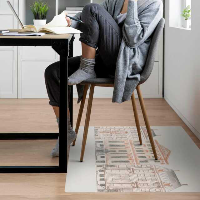Drawing Of Tenement Houses Vinyl Floor Protector, Creamy Chair Pad, Desk Mat, Architecture Gaming Mat - image 1