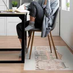 Drawing Of Tenement Houses Vinyl Floor Protector, Creamy Chair Pad, Desk Mat, Architecture Gaming Mat