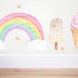 Rainbow Wall Decal, Pastel Rainbow Sticker, Rainbow Art, Pastel Decor, Pastel Rainbow, Girls Nursery, Girls Bedroom, Cloud Decal, Cloud Sticker, Art - thumbnail 2
