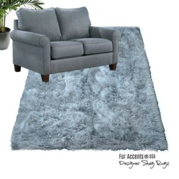 Plush Faux Sheepskin Rug - Shaggy Fur Area Rug, Usa Made - thumbnail 3