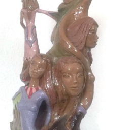 Figurative Art Ceramic Sculpture Female Garden Moon Animal - thumbnail 2