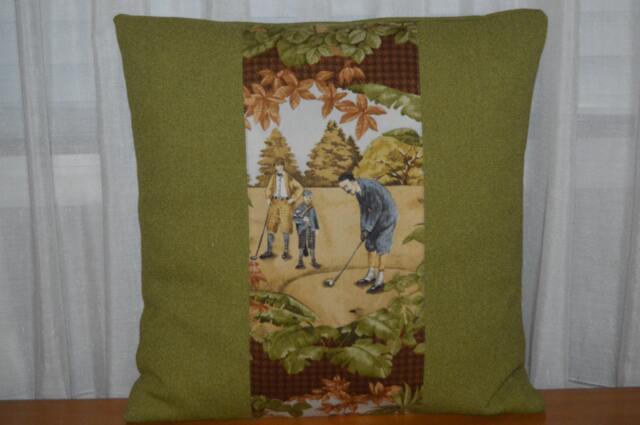 Golf Pillow, Banded Pillow Cover, Decor, Office Golf, Clubhouse Green Cover - image 1