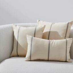 Wabi Sabi Pillow Set 3, Wool Striped Cover, Minimal Cushion Ivory Cream Boho Pillowcase, Of 3 - thumbnail 2