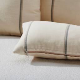 Wabi Sabi Pillow Set 3, Wool Striped Cover, Minimal Cushion Ivory Cream Boho Pillowcase, Of 3 - thumbnail 3