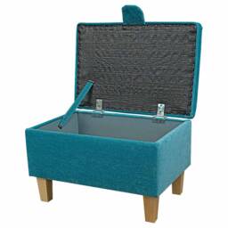 Handmade Blue Velvet Storage Ottoman - Upholstered Pouffe Footstool Bespoke British Made - thumbnail 3