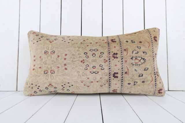 Vintage Kilim Lumbar Pillow Cover, 12x24 Inch Turkish Anatolian Cushion - image 1