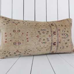 Vintage Kilim Lumbar Pillow Cover, 12x24 Inch Turkish Anatolian Cushion - thumbnail 3