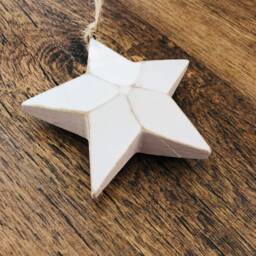 Medium Wooden White 3D Hanging Star Decoration - The Home & Hearts Shop Rustic Shabby Wall Decor Gift Christmas Wedding - thumbnail 2