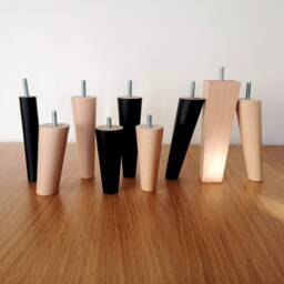 Wooden Furniture Legs - Light Beech & Black Modern Decorative For Armchairs, Beds, Sofas Various Sizes Stylish Home D??cor - thumbnail 1