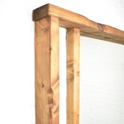 Mirror Shelf - Pillars Design Main Image Brown Mahogany Irregular Chunky Wood Distressed Driftwood Style Chic Mantel Shelving - thumbnail 3