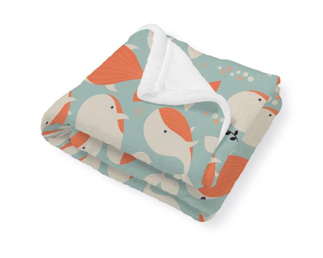 Underwater Ocean Animals Whales Baby Blanket - image 1