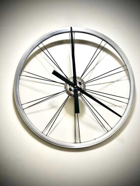 Bicycle Wheel Clock, Gift For Cyclist, Industrial Steampunk Wall Decor, Triathlete Award - image 1