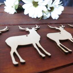 5 Birch Plywood Deer Christmas Ornaments Rustic Woodland Decor - thumbnail 2
