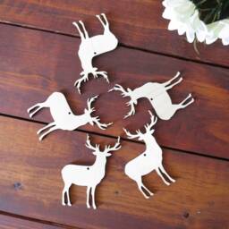 5 Birch Plywood Deer Christmas Ornaments Rustic Woodland Decor - thumbnail 3