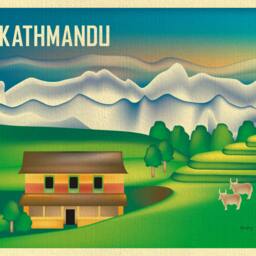 Kathmandu Nepal Art, Nepal, Horizontal Skyline Art, Mt Everest Print, Wall Kathmandu, Poster - Style E8-O-Kat - thumbnail 2