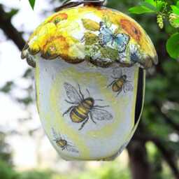 Metal Bird Feeder, Acorn Daffodil Unique Bee & Bees, House, Garden Decor - thumbnail 2