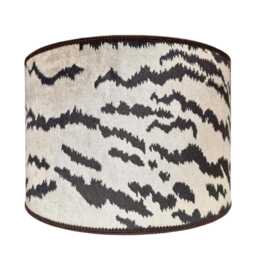 Drum Lampshade Sand Velvet Luigi Bevilacqua Fabric Tigre Pattern Round Lamp Shade - Made in Italy - thumbnail 3