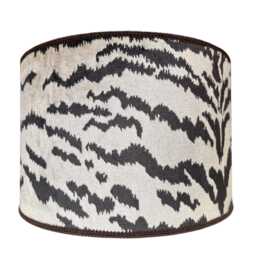 Drum Lampshade Sand Velvet Luigi Bevilacqua Fabric Tigre Pattern Round Lamp Shade - Made in Italy - thumbnail 2