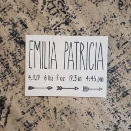 Birth Announcement Wood Sign Wall Art Decor Baby Stats Weight Height Time Rustic Wooden Nursery Arrow - thumbnail 3