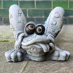 Frog With Tongue Out Statue Funny Frog Garden Sculpture Cement Toad Figurine Outdoor Decor Playful Animal Ornament Garden Amphibian - thumbnail 1