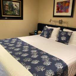 Navy Blue Coral Pillow Cover, Coastal Linen Look - thumbnail 3