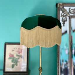 Handmade Green Velvet Fringe Lampshade, Art Deco Style, 16 Inch - thumbnail 2