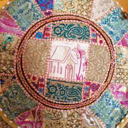 Indian Pouf Cover. Patchwork Ottoman. Handmade Home Deco - thumbnail 2