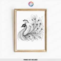 Minimalist Peacock Print Set - Of 3 Posters - Minimal Drawing Bird Artwork Wall Art Black & White Modern Style Line - thumbnail 3
