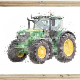 Set Of Watercolour Tractor Prints, John Deere Combine Harvester, Farm Nursery Wall Art, Gifts, Art Set - thumbnail 3