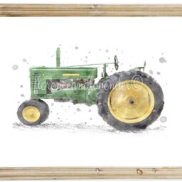 Set Of Watercolour Tractor Prints, John Deere Combine Harvester, Farm Nursery Wall Art, Gifts, Art Set - thumbnail 2