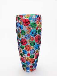 Hand Painted Crystal Vase, Italian Glass Luxury Home Decor, Handmade Flower Housewarming Gift, Made in Italy, Bubbly Collection
