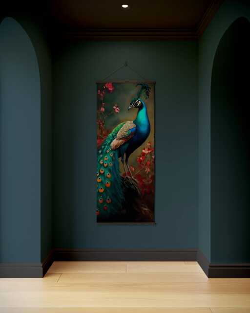 Blue Peacock Tapestry - Wall Hanging Unique Art - image 1