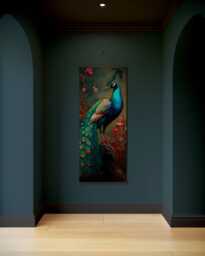 Blue Peacock Tapestry - Wall Hanging Unique Art - thumbnail 1