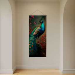 Blue Peacock Tapestry - Wall Hanging Unique Art - thumbnail 2