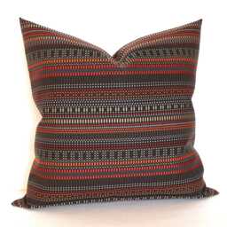Rust Brown Stripe Throw Pillow Cover Modern Upholstery Fabric Pillowcase - thumbnail 1