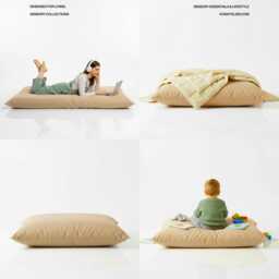 Bean Bag Beige Floor Pillow Square Water Resistant Outdoor Cushion - thumbnail 3
