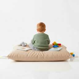 Bean Bag Beige Floor Pillow Square Water Resistant Outdoor Cushion - thumbnail 1