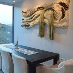 Textile Landscape Wall Sculpture - Large-Scale Fiber Art Inspired By Colorado Foothills Hand-Dyed Merino Wool Installation - thumbnail 3