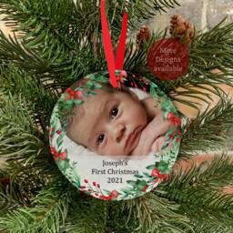 First Christmas Decoration, Bauble, Baby's First Christmas, 1st Tree Personalised Photo Bauble - thumbnail 1