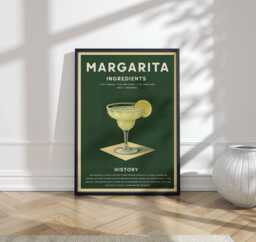 Margarita Physical Art Print, Vintage Tequila Cocktail Bar Wall Poster - thumbnail 1