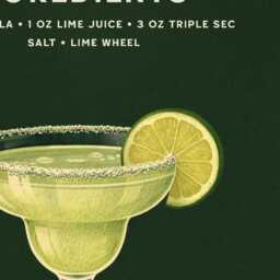 Margarita Physical Art Print, Vintage Tequila Cocktail Bar Wall Poster - thumbnail 3