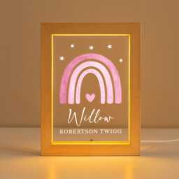 Personalised Led Girls Light Frame, Bedroom Night Light, Kids Baby Girl Gift, Birthday Gift For Girl, Pink Rainbow - thumbnail 2