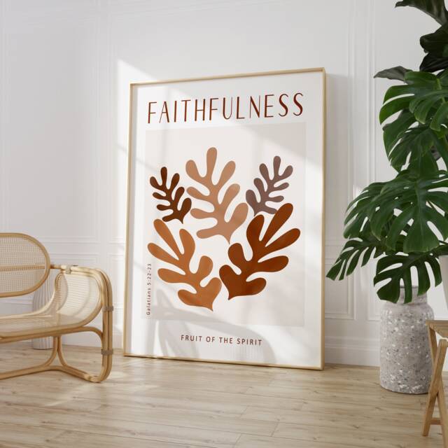 Autumn Faithfulness Christian Poster, Minimal - Printed & Shipped Modern Scripture D??cor Home Print Earth - image 1
