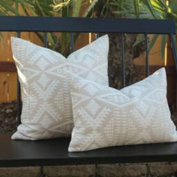 River Tonal Sand Outdoor Pillow Cover, Tan All Weather Cover - Made To Order - thumbnail 2