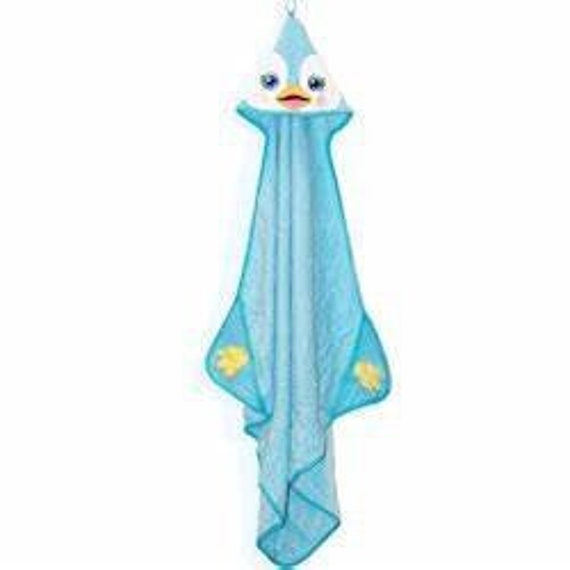Personalised Hooded Towel , Cubbies Penguin, Any Name Embroidered, Swimming Holidays, Personalized - image 1